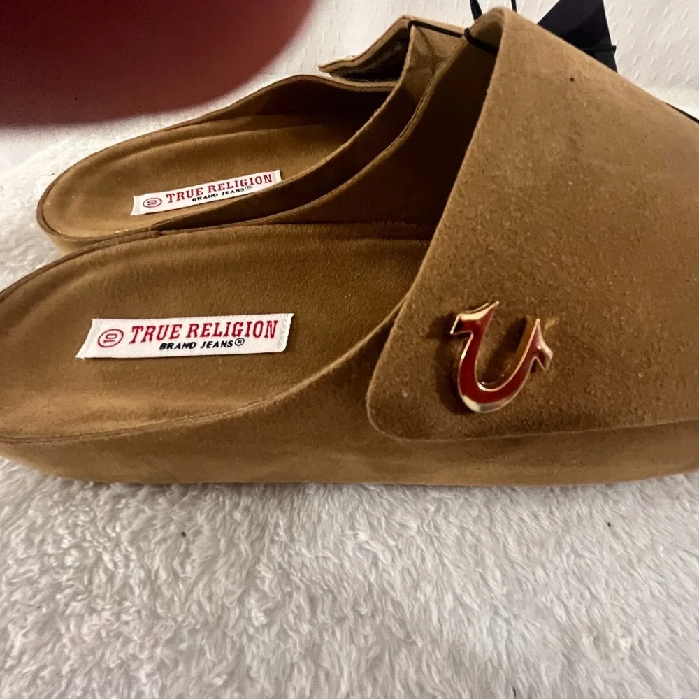 True Religion TR-BILLY-BC Taupe Suede Slide Sandals Men's Size 10 Comfort